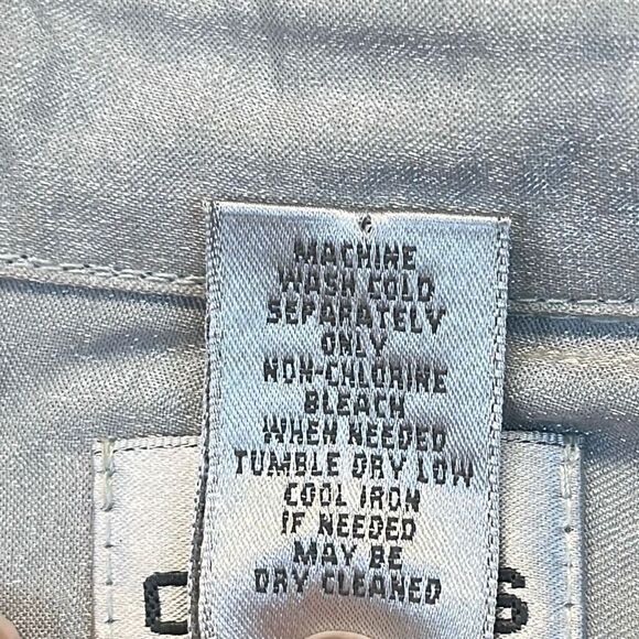 CHICO'S Shirt Women’s Size 3 Silver Shimmer Long Sleeve Button Down Blouse Top X - Picture 7 of 11